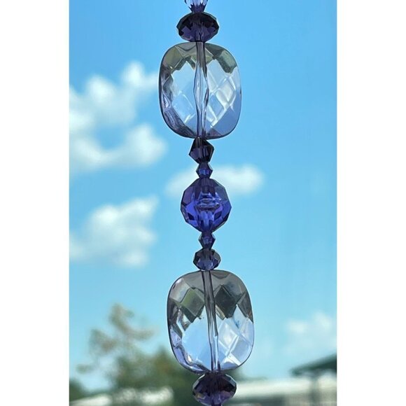 Beaded Suncatcher Rearview Mirror Ornament Purple Crystal Prism Car Charm - Picture 4 of 10